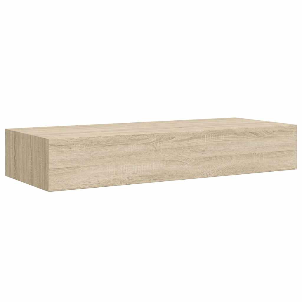 Prateleiras parede c/ gavetas 2 pcs MDF 60x23,5x10 cm carvalho