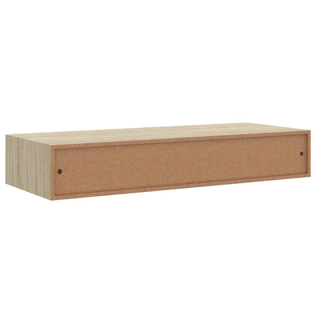 Prateleiras parede c/ gavetas 2 pcs MDF 60x23,5x10 cm carvalho