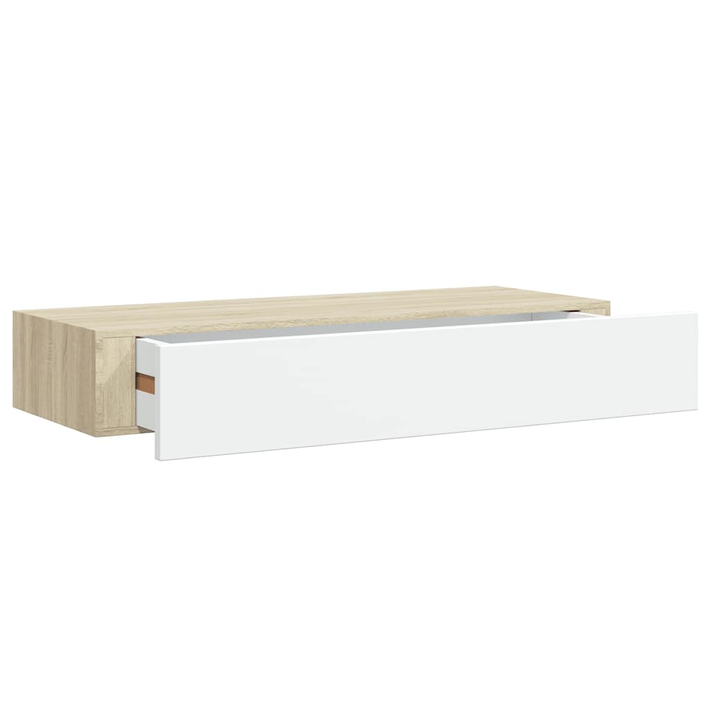 Prateleiras de parede para gavetas 2 peças carvalho e branco 60x23,5x10cm MDF