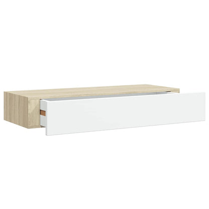 Prateleiras de parede para gavetas 2 peças carvalho e branco 60x23,5x10cm MDF