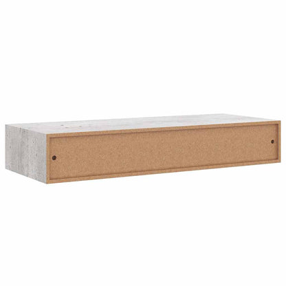 Prateleiras parede c/ gavetas 2pcs MDF 60x23,5x10 cm cinza cim.
