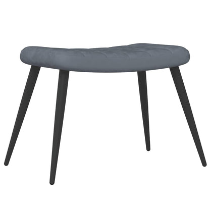 Cadeira de descanso com banco veludo cinzento-escuro