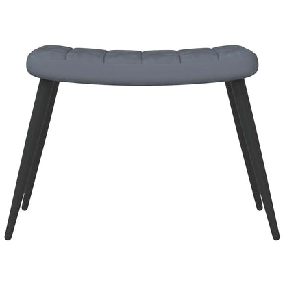 Cadeira de descanso com banco veludo cinzento-escuro