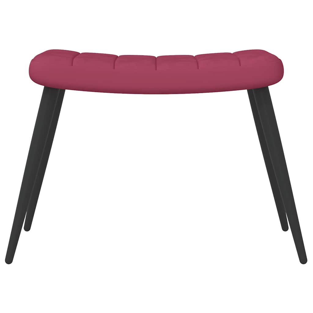 Cadeira de descanso com banco veludo vermelho tinto