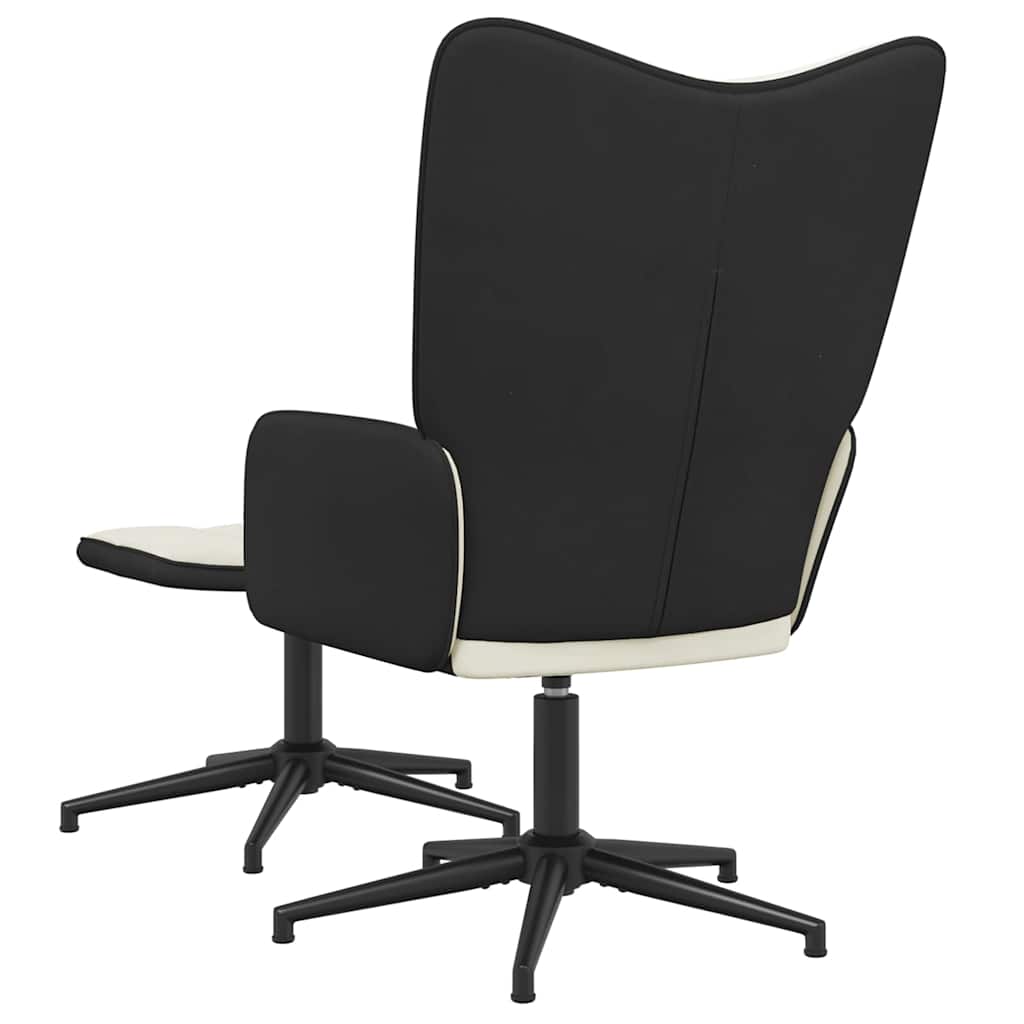 Cadeira de descanso com banco PVC e veludo branco nata