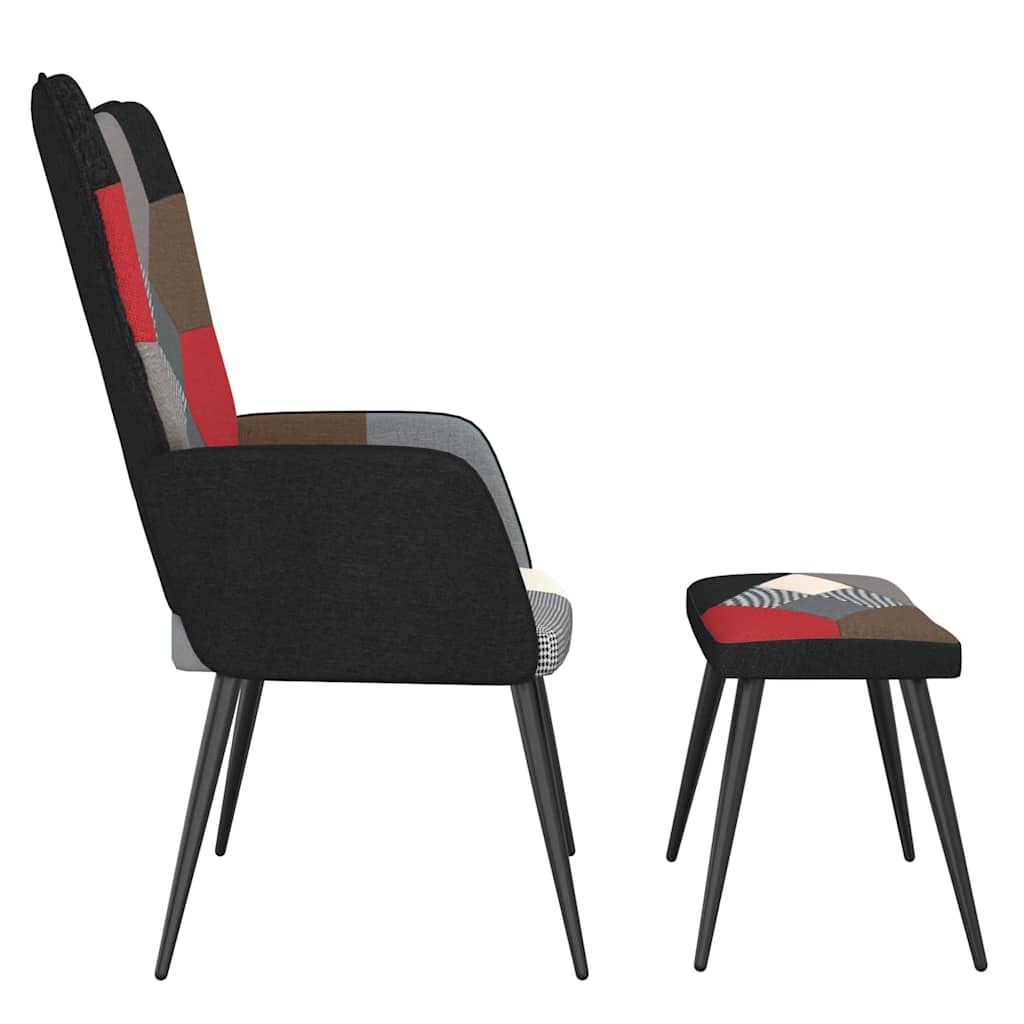 Cadeira de descanso com banco tecido de retalhos