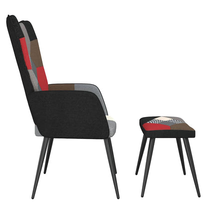 Cadeira de descanso com banco tecido de retalhos