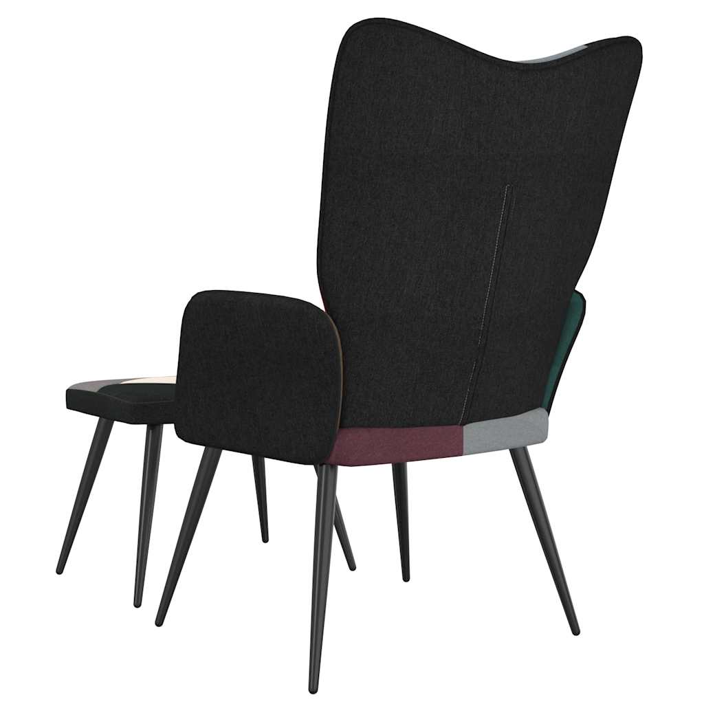 Cadeira de descanso com banco tecido de retalhos