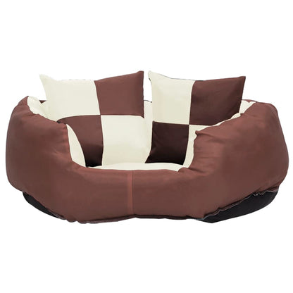 Almofadão p/ cães reversível lavável 65x50x20 cm castanho/creme