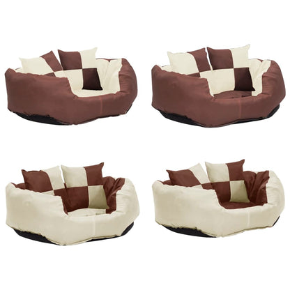 Almofadão p/ cães reversível lavável 65x50x20 cm castanho/creme