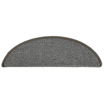 Tapetes de escada 15 peças 56x17x3 cm cinza semicircular