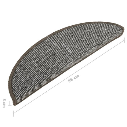 Tapetes de escada 15 peças 56x17x3 cm cinza semicircular