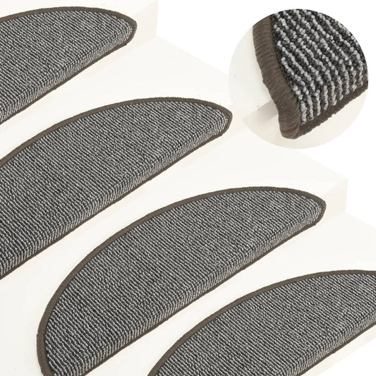 Tapetes de escada 15 peças 56x17x3 cm cinza semicircular