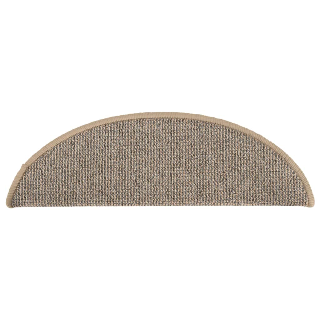 Tapetes de escada 15 peças 56x17x3 cm marrom semicircular