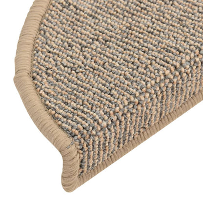 Tapetes de escada 15 peças 56x17x3 cm marrom semicircular
