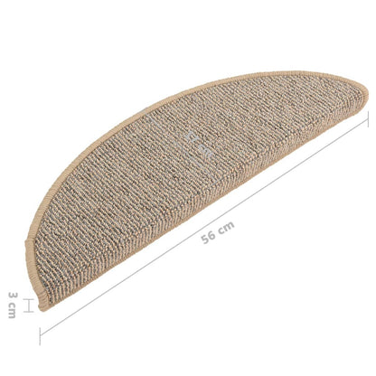 Tapetes de escada 15 peças 56x17x3 cm marrom semicircular