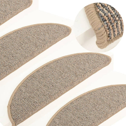 Tapetes de escada 15 peças 56x17x3 cm marrom semicircular