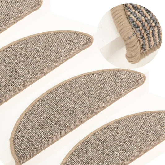 Tapetes de escada 15 peças 56x17x3 cm marrom semicircular