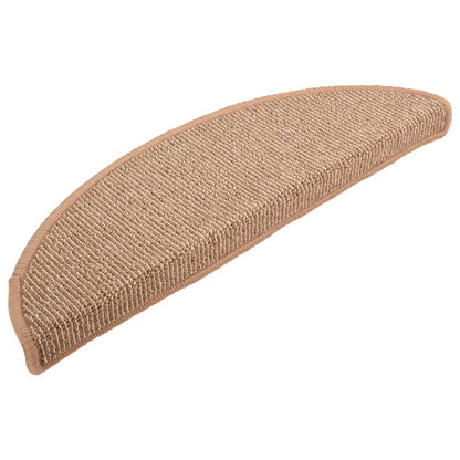 Tapetes de escada 15 peças 56x17x3 cm marrom claro semicircular