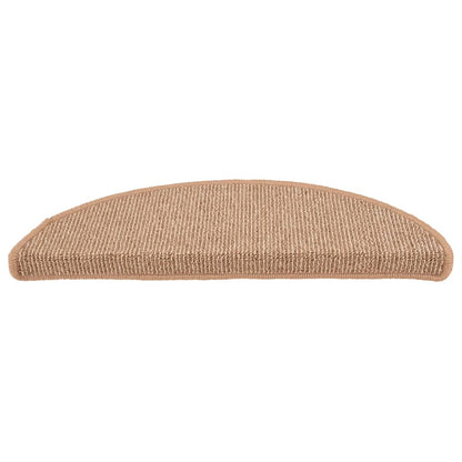 Tapetes de escada 15 peças 56x17x3 cm marrom claro semicircular