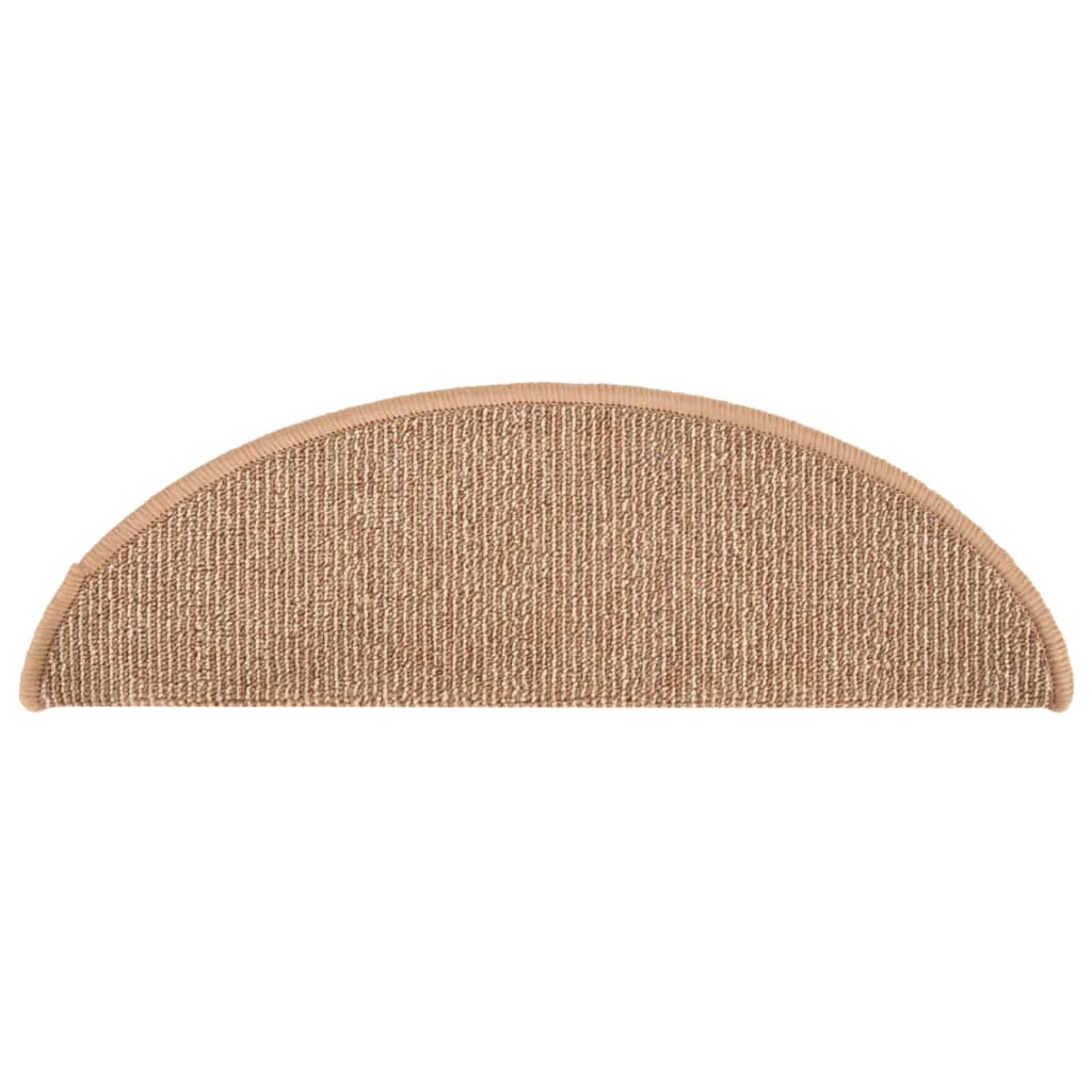 Tapetes de escada 15 peças 56x17x3 cm marrom claro semicircular