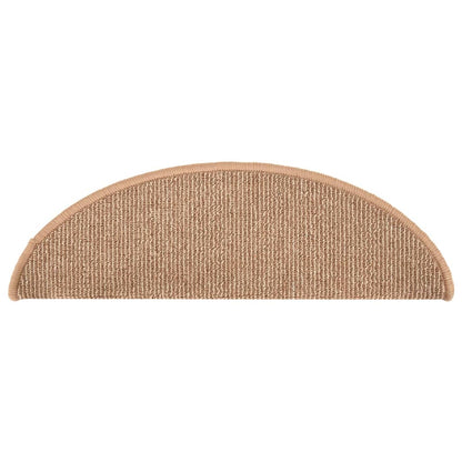 Tapetes de escada 15 peças 56x17x3 cm marrom claro semicircular