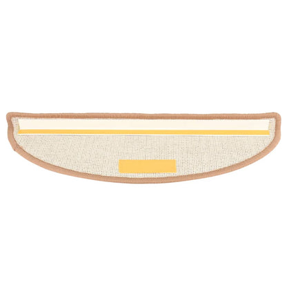 Tapetes de escada 15 peças 56x17x3 cm marrom claro semicircular
