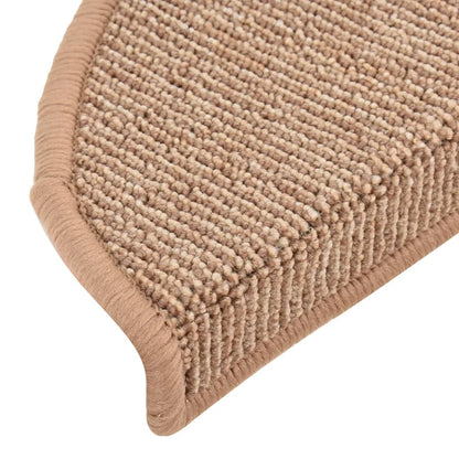 Tapetes de escada 15 peças 56x17x3 cm marrom claro semicircular