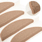 Tapetes de escada 15 peças 56x17x3 cm marrom claro semicircular