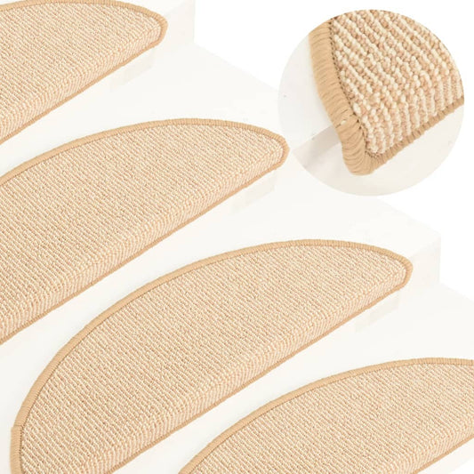 Tapetes de escada 15 peças 56x17x3 cm creme semicircular