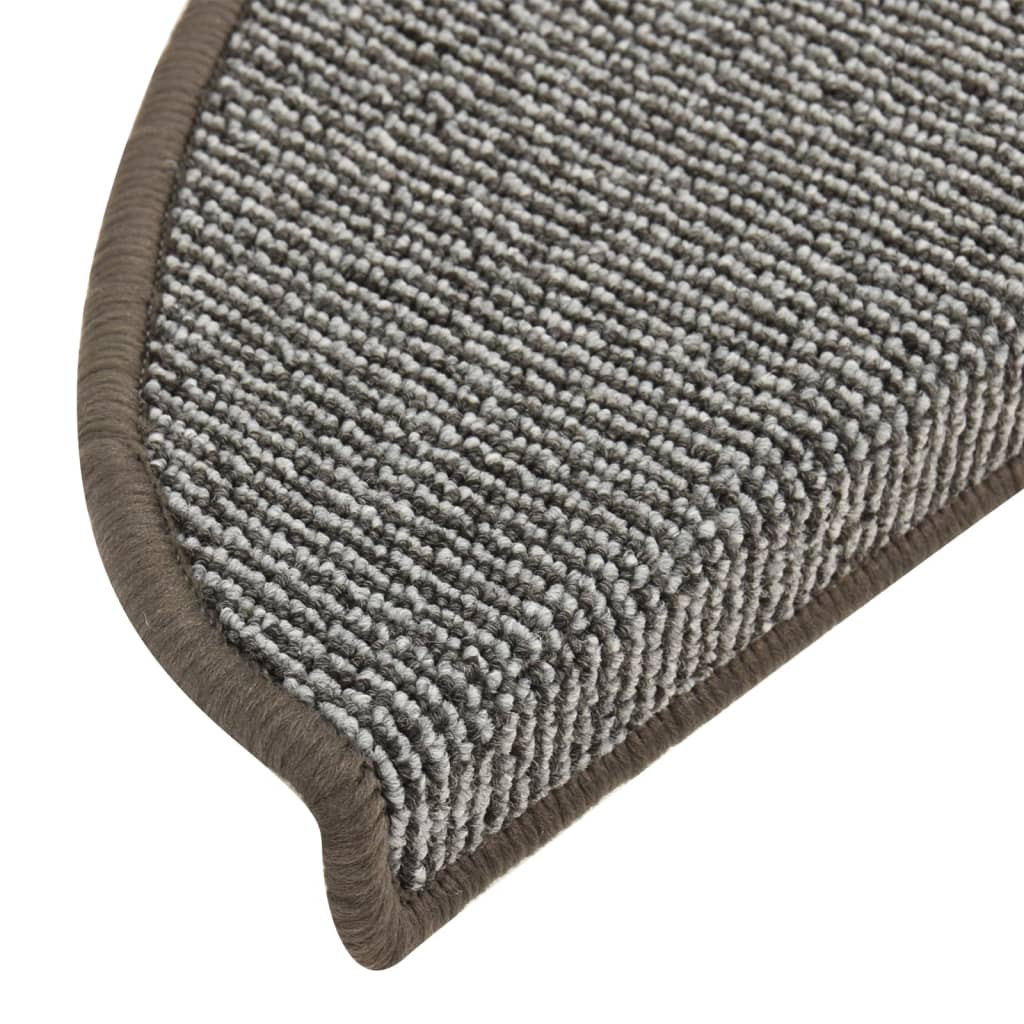 Tapetes de escada 15 peças 65x21x4 cm cinza semicircular grande