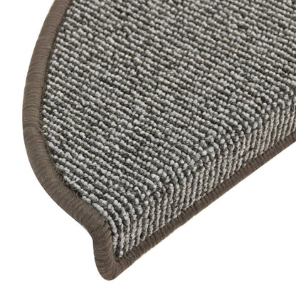 Tapetes de escada 15 peças 65x21x4 cm cinza semicircular grande