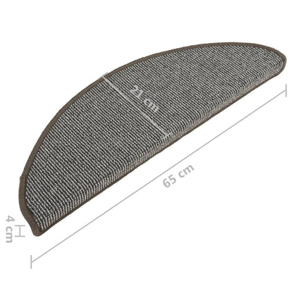 Tapetes de escada 15 peças 65x21x4 cm cinza semicircular grande