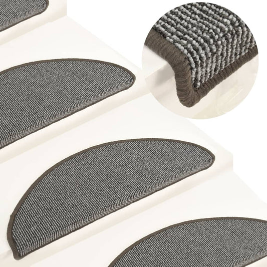 Tapetes de escada 15 peças 65x21x4 cm cinza semicircular grande