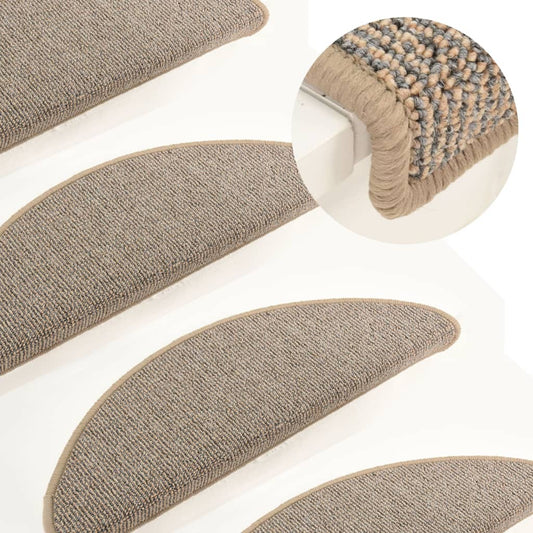 Tapetes de escada 15 peças 65x21x4 cm marrom semicircular grande