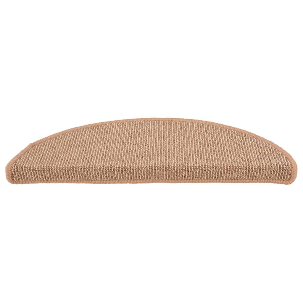 Tapetes de escada 15 peças 65x21x4 cm marrom claro semicircular grande