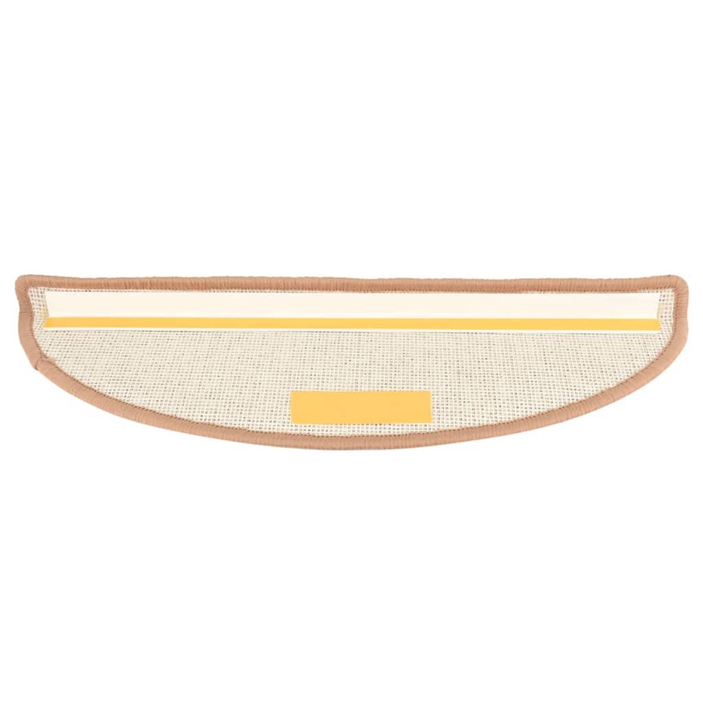 Tapetes de escada 15 peças 65x21x4 cm marrom claro semicircular grande