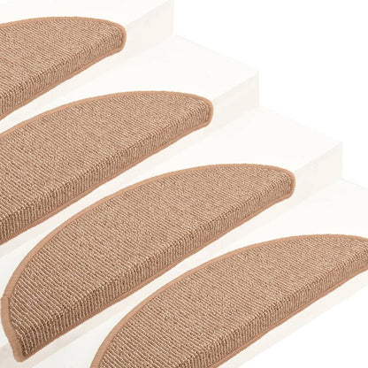 Tapetes de escada 15 peças 65x21x4 cm marrom claro semicircular grande