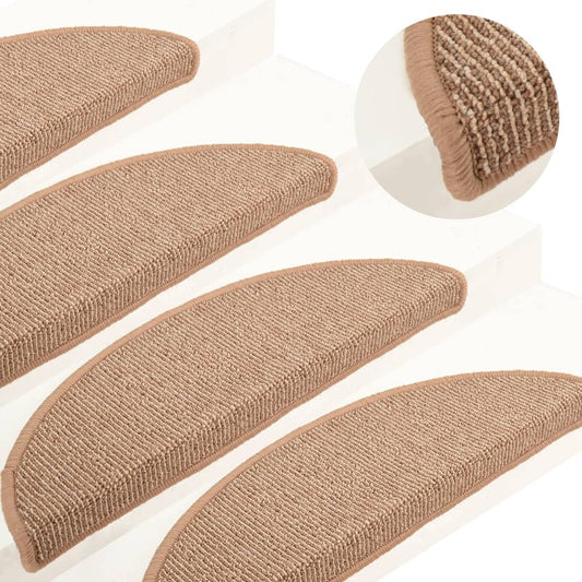 Tapetes de escada 15 peças 65x21x4 cm marrom claro semicircular grande