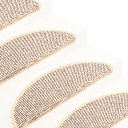 Tapetes de escada 15 peças 65x21x4 cm branco e marrom semicircular grande