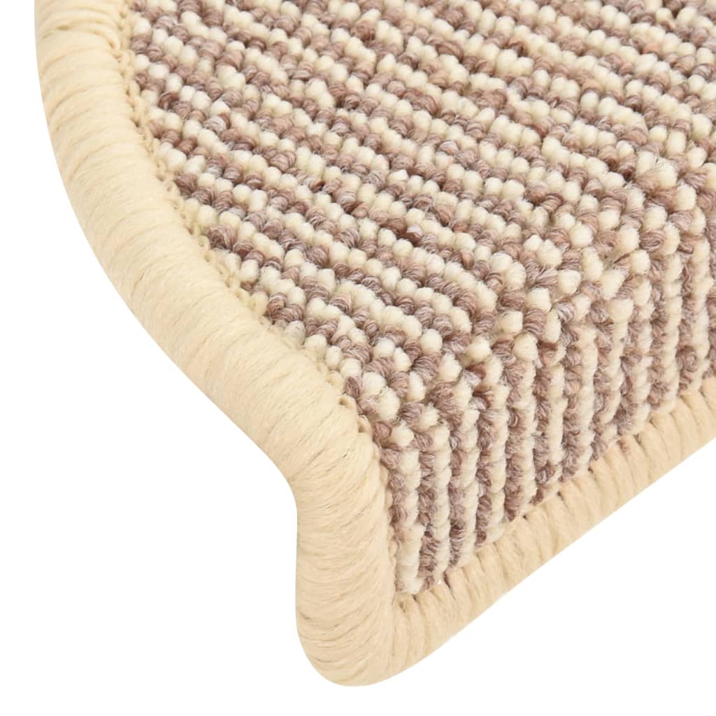 Tapetes de escada 15 peças 65x21x4 cm branco e marrom semicircular grande