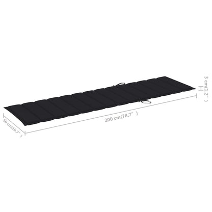 Espreguiçadeiras 2 pcs com almofadão preto teca maciça