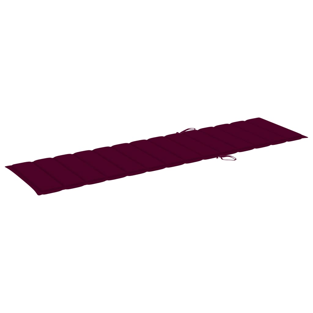 Espreguiçadeiras 2 pcs com almofadão vermelho tinto teca maciça