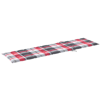 Espreguiçadeiras 2 pcs c/ almofadão xadrez vermelho teca maciça