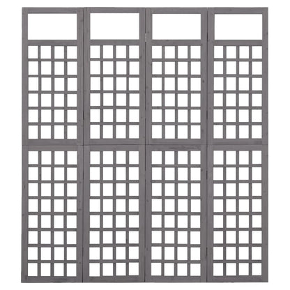 Biombo/treliça 4 painéis abeto maciço 161x180 cm cinzento