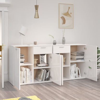Aparador 160x36x75 cm contraplacado branco brilhante