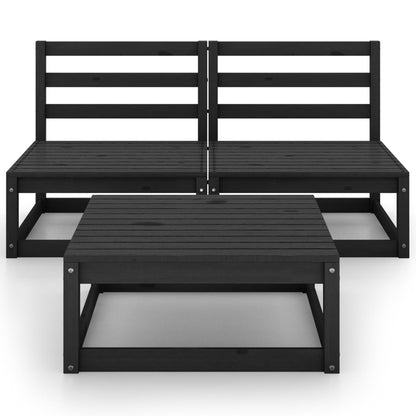 3 pcs conjunto lounge de jardim pinho maciço preto