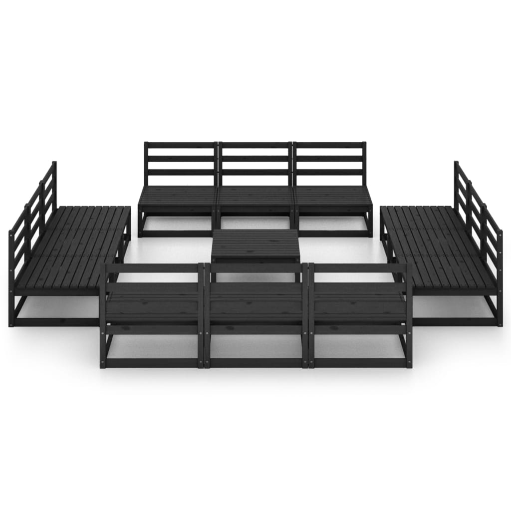 13 pcs conjunto lounge de jardim pinho maciço preto