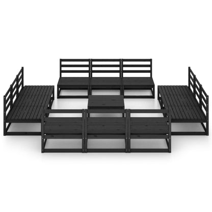 13 pcs conjunto lounge de jardim pinho maciço preto