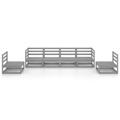 6 pcs conjunto lounge de jardim pinho maciço cinzento